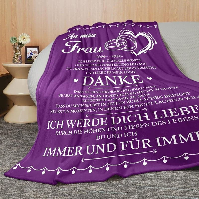 Muttertagsgeschenk: Gemütliche lila Überwurfdecke für die Ehefrau, 157 x 132 cm