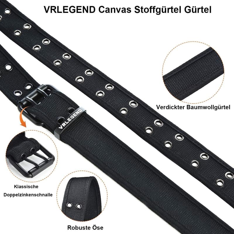 Herren Canvas Gürtel 120-180cm - Robuster Jeansstoff für Outdoor