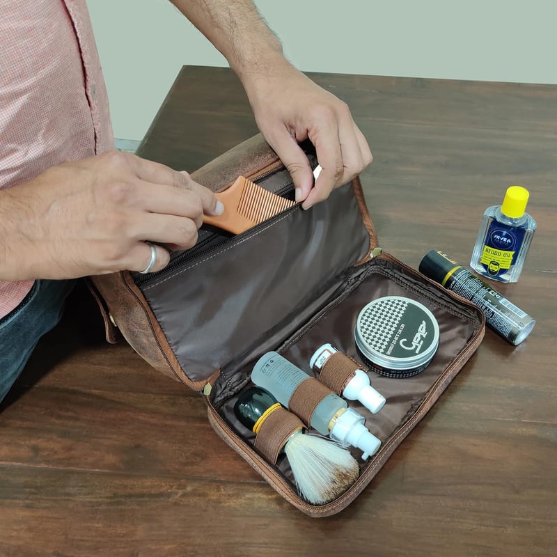 Herren Kulturbeutel aus Leder – Rustikaler Dopp Kit Organizer