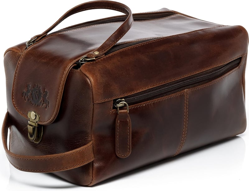 Kulturtasche Herren Bristol aus handgefertigtem Premium Leder, braun