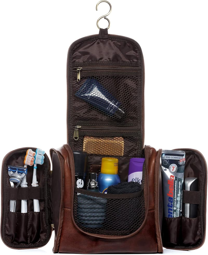 Handgefertigte Kulturtasche aus Premium Leder für Herren und Damen