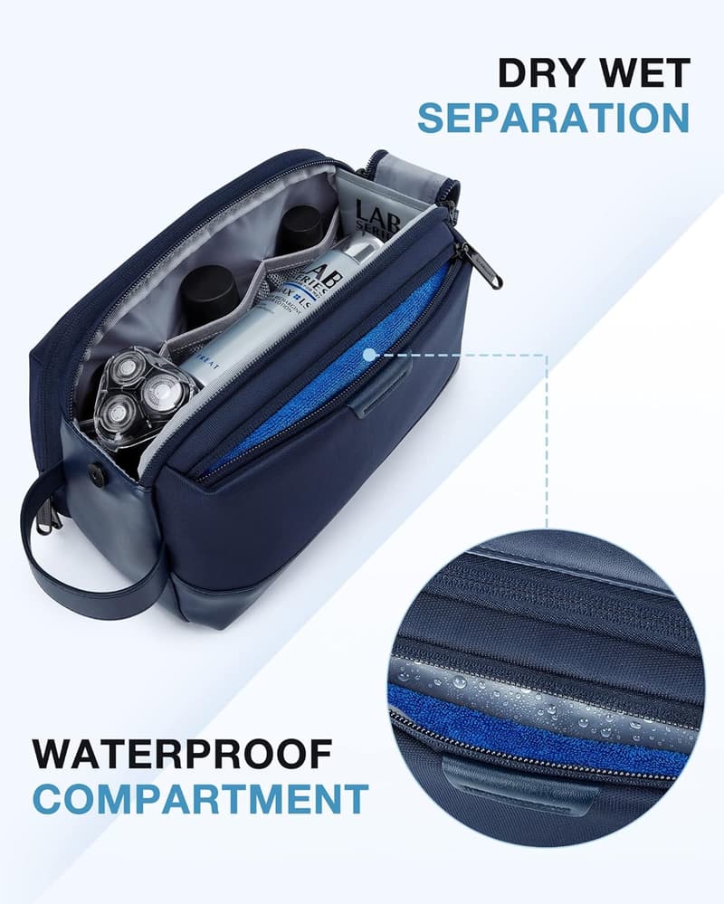 Wasserfester Kulturbeutel aus Leder für Herren – Dopp Kit in Marineblau