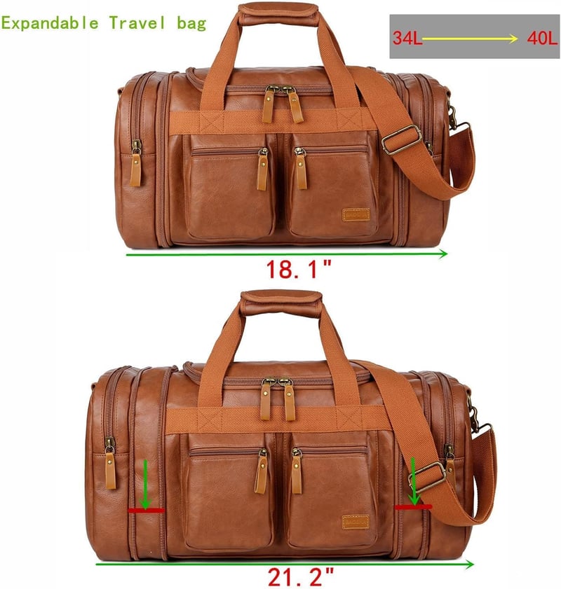 BAOSHA Handgepäck Duffel Tasche aus Kunstleder für Paare (Braun)