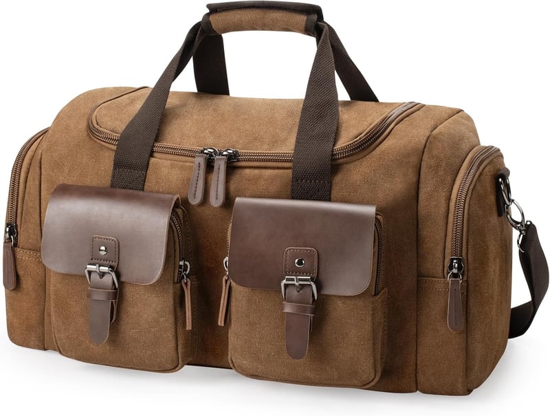 Faltbare 35L Canvas Reisetasche für Herren und Damen, robust, braun
