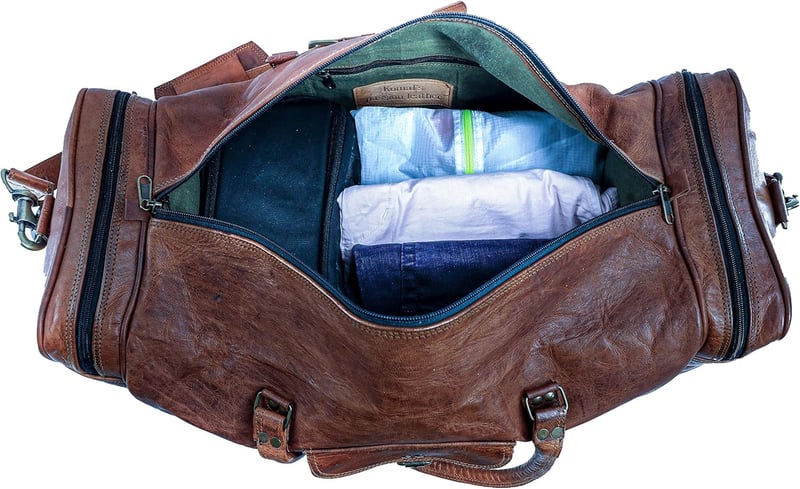 Große quadratische Leder-Reisetasche in Braun für Damen und Herren