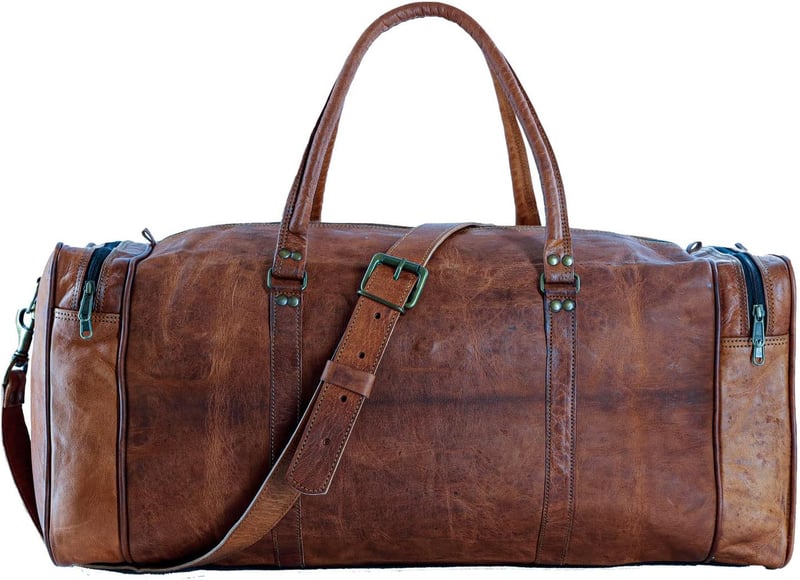 Große quadratische Leder-Reisetasche in Braun für Damen und Herren