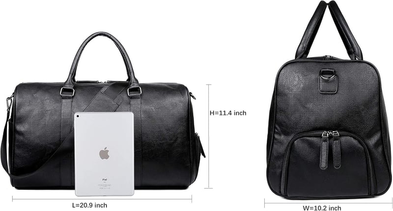 Wasserdichte Weekender Tasche aus PU Leder für Herren, Vintage Design