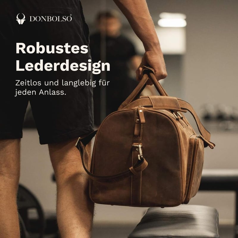 Hochwertige Leder Reisetasche für Herren - Weekender Napoli, XXL 51L