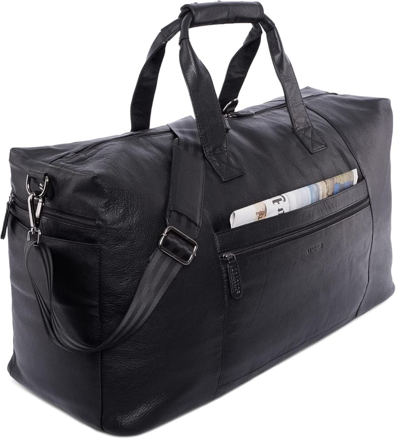 LEABAGS Premium Leder Weekender Tasche für Damen & Herren, 55 l
