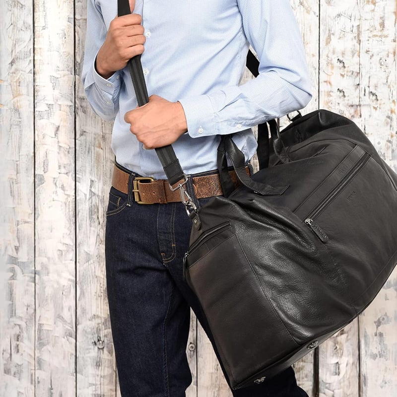 LEABAGS Premium Leder Weekender Tasche für Damen & Herren, 55 l