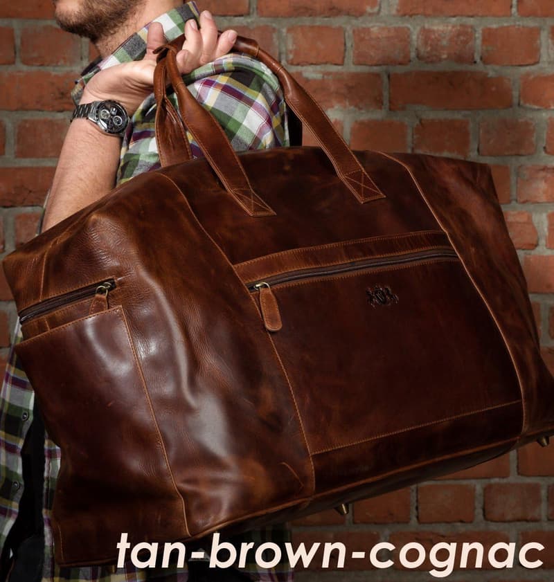 Handgefertigte XL Ledertasche für Damen und Herren als Weekender