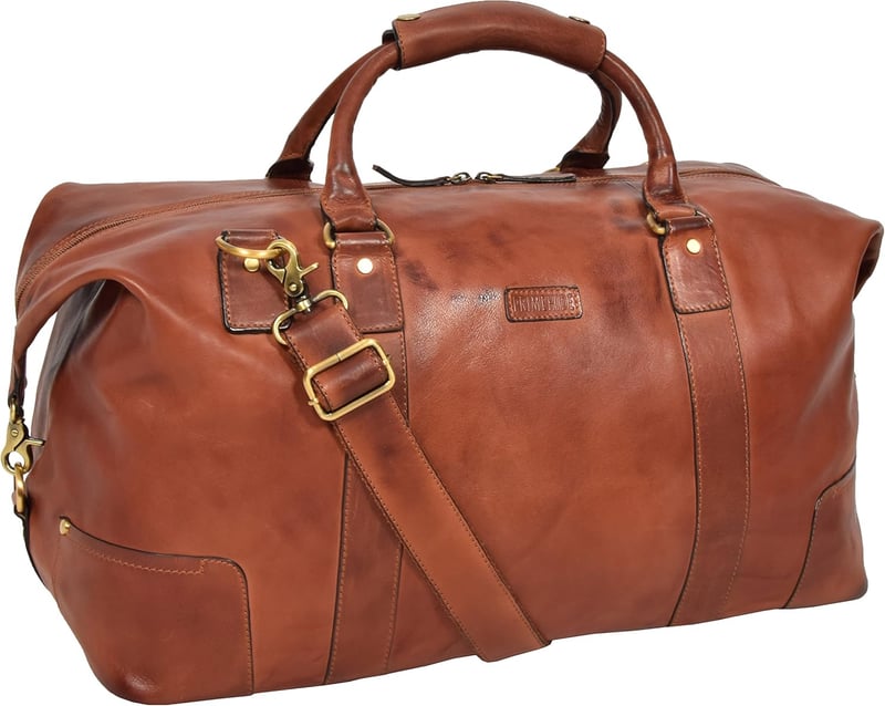 Vintage Ledertasche für Reisen im Luxus-Stil – Hellbraun, 2in1 Duffle und Fitnessstudio