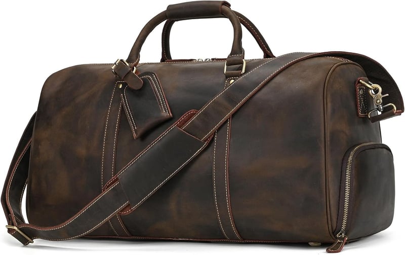 Herren Weekender Reisetasche aus dunklem Rindsleder, 55 cm