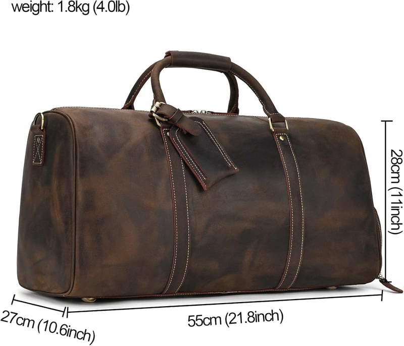 Herren Weekender Reisetasche aus dunklem Rindsleder, 55 cm