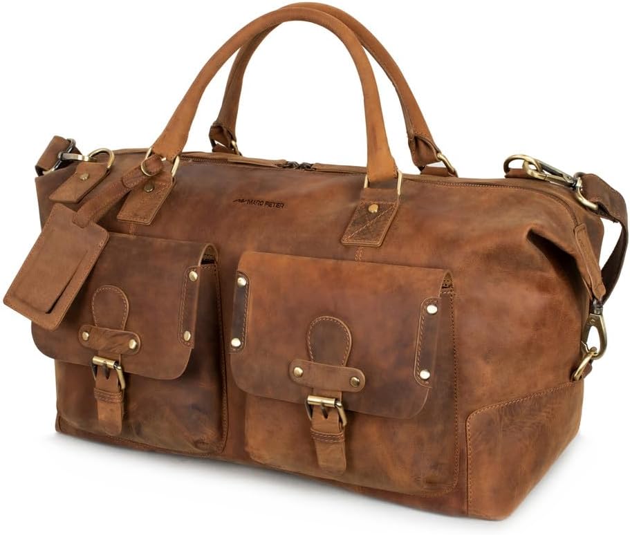 Marc Peter® Keneddy XL Leder Weekendtasche für Herren & Damen aus echtem Buffleder