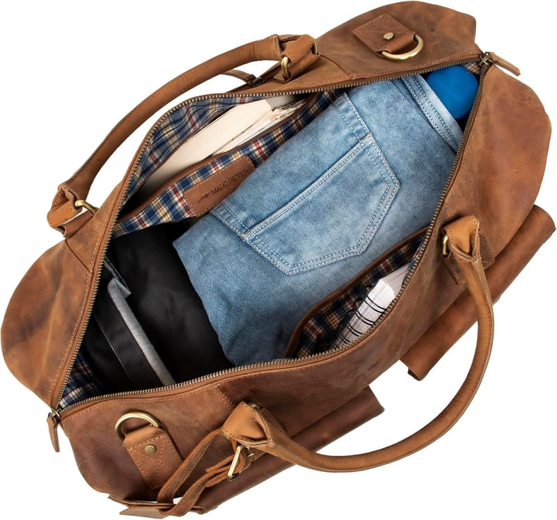 Marc Peter® Keneddy XL Leder Weekendtasche für Herren & Damen aus echtem Buffleder