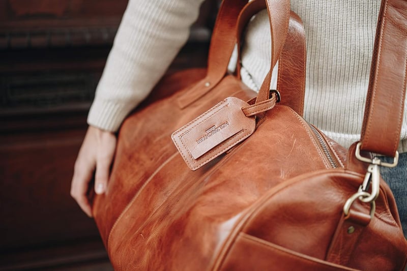 Premium Vintage Weekender Reisetasche aus Leder - Cognac-Braun