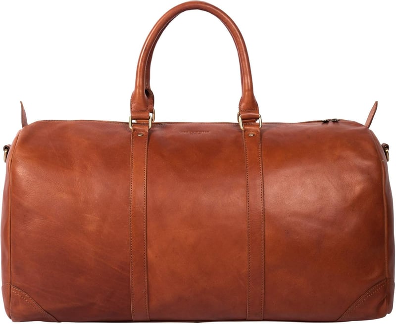 HOLZRICHTER Premium Leder Weekender Tasche in Cognac