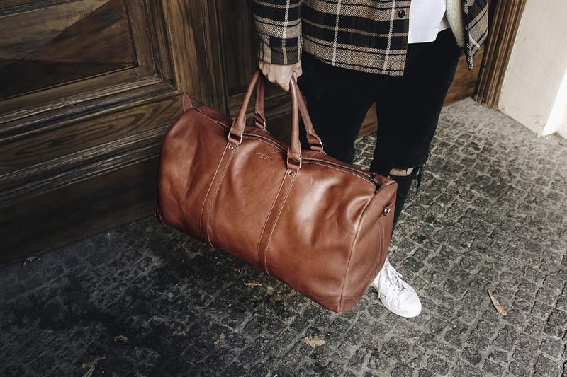 HOLZRICHTER Premium Leder Weekender Tasche in Cognac
