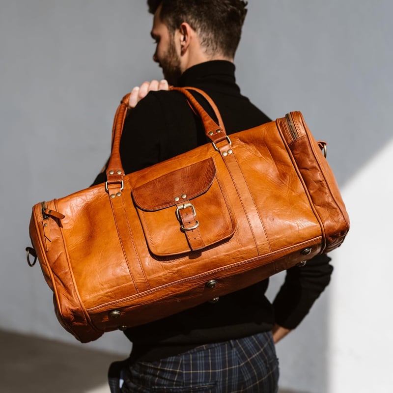 Vintage Weekender aus Leder für Damen und Herren - Braun