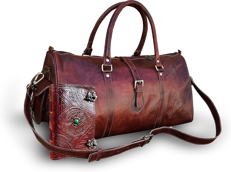 Vintage-Leder-Reisetasche für Damen und Herren, 22 Zoll, Braun