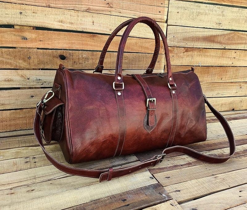 Vintage-Leder-Reisetasche für Damen und Herren, 22 Zoll, Braun