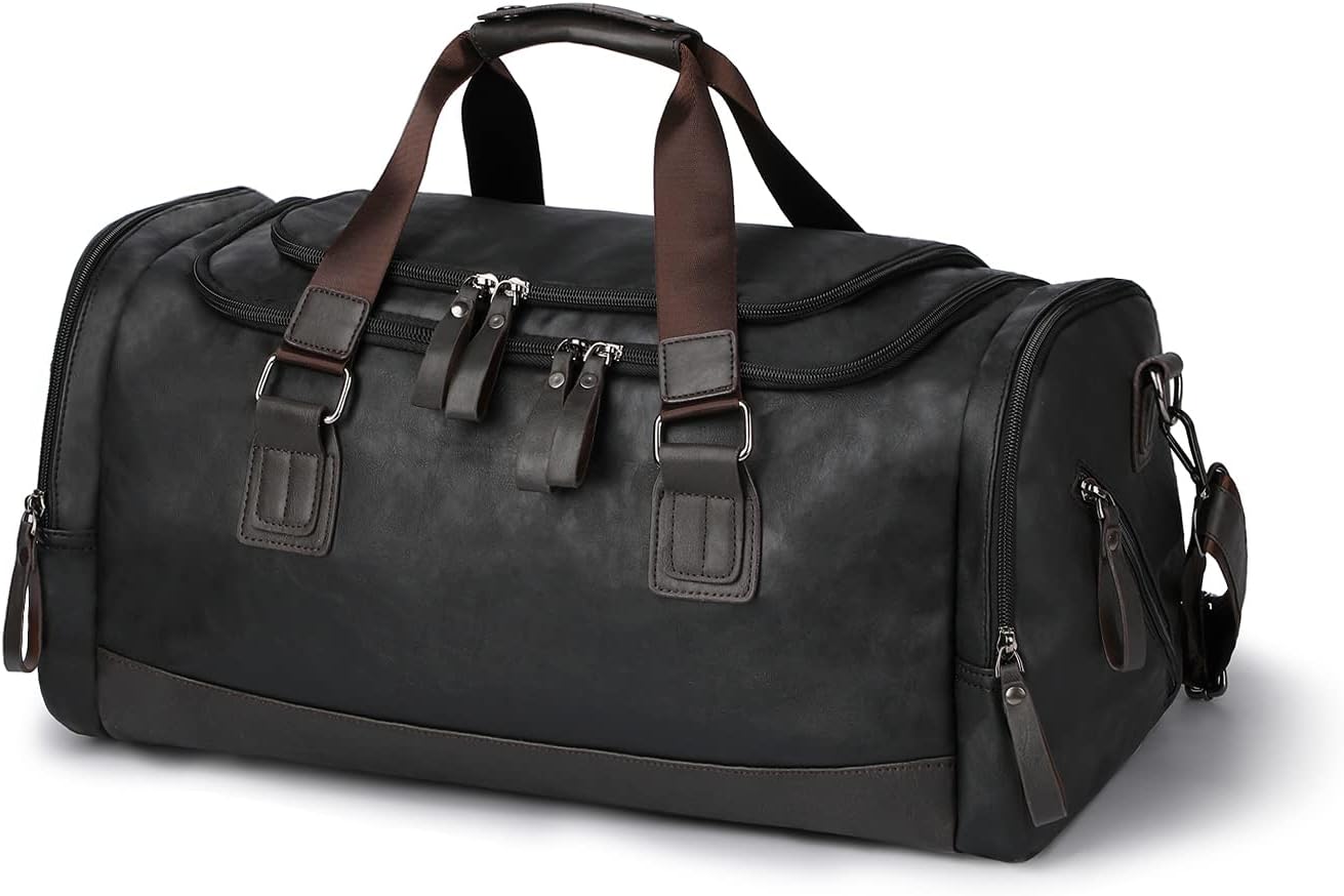 Leder Reisetasche 65L mit Fächern für Männer und Frauen