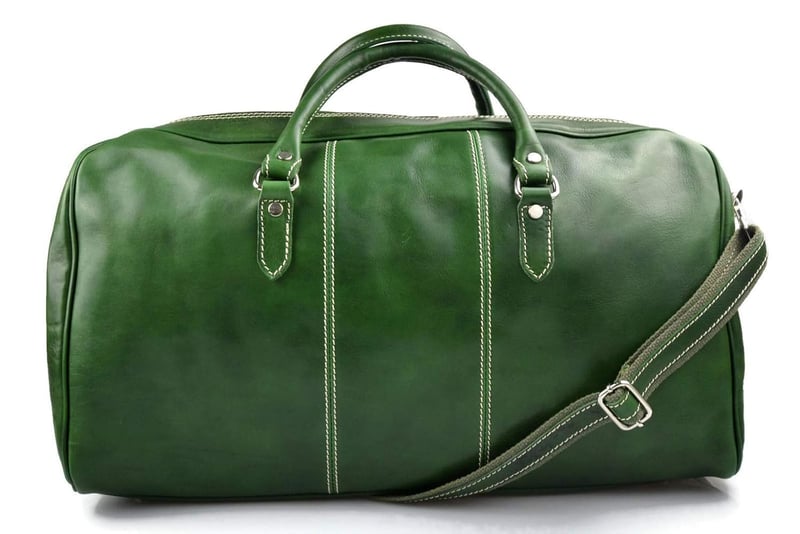 Leder-Wochenendtasche mit Griffen für Herren und Damen – Made in Italy, grün