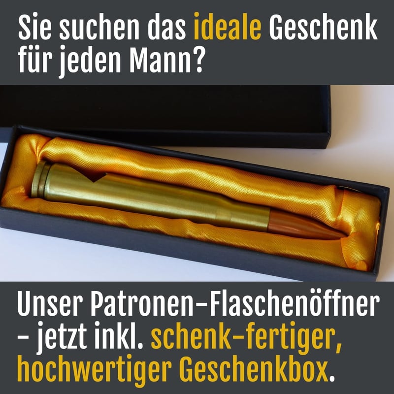 Replik-Flaschenöffner Kaliber .50 aus gebürstetem Metall für Männer