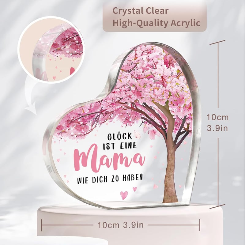 Herzförmige Acryl-Heimdekoration für Mama zum Geburtstag
