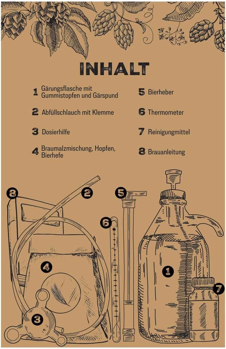 Weizen Bierbrauset für Einsteiger mit 5L Gärflasche und Zubehör