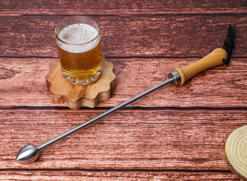 Bierwärmer mit Holzgriff aus rostfreiem Edelstahl, 100% lebensmittelecht
