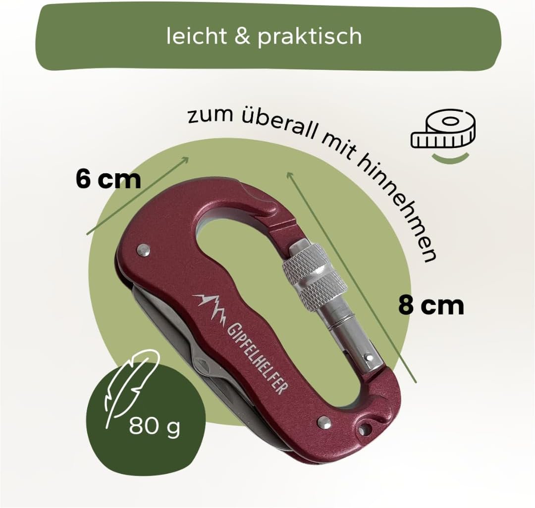 Multitool Karabiner aus Edelstahl für Wandern und Picknick