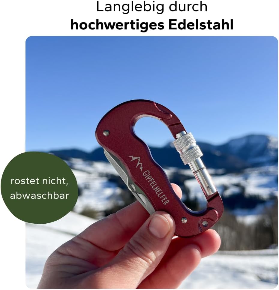 Multitool Karabiner aus Edelstahl für Wandern und Picknick