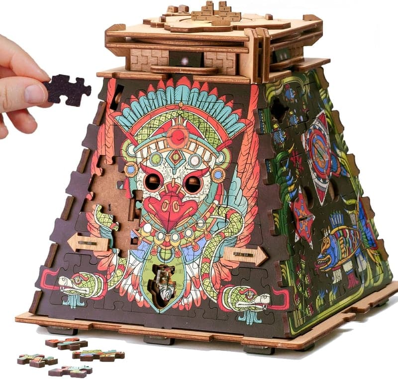 3D Holzpuzzle Sonnenpyramide - Escape Room Geschenkbox für Erwachsene
