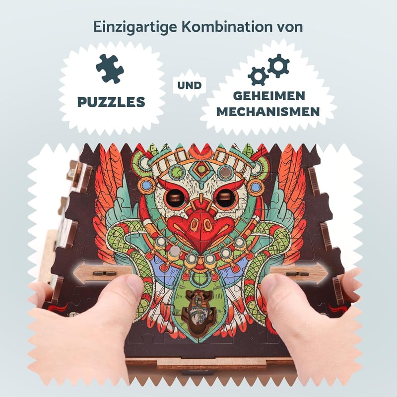 3D Holzpuzzle Sonnenpyramide - Escape Room Geschenkbox für Erwachsene