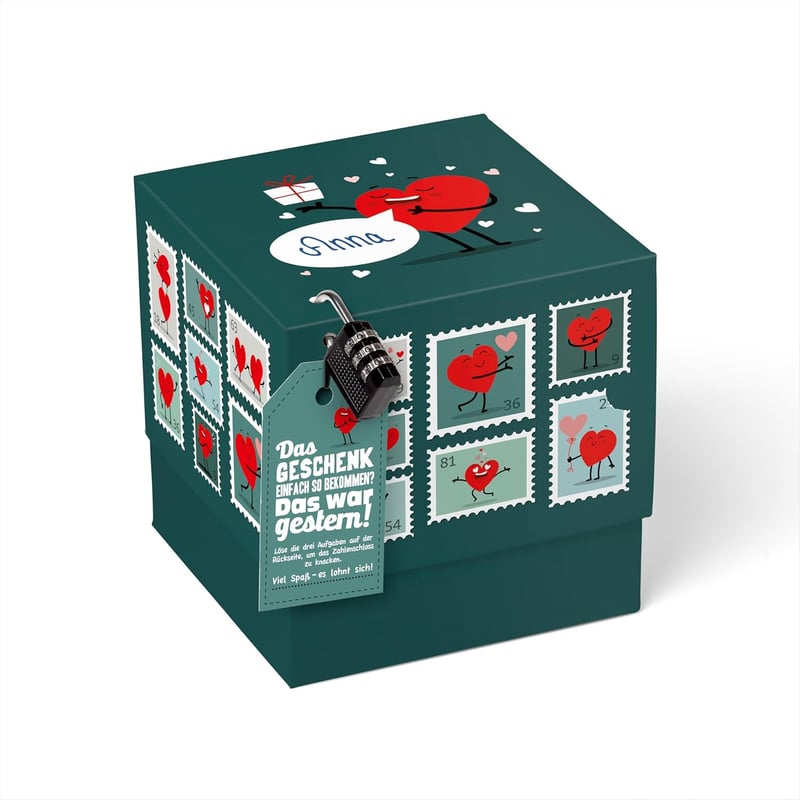 Valentinstag Geschenkbox: Rätselbox für Gutscheine, Größe M (16cm)