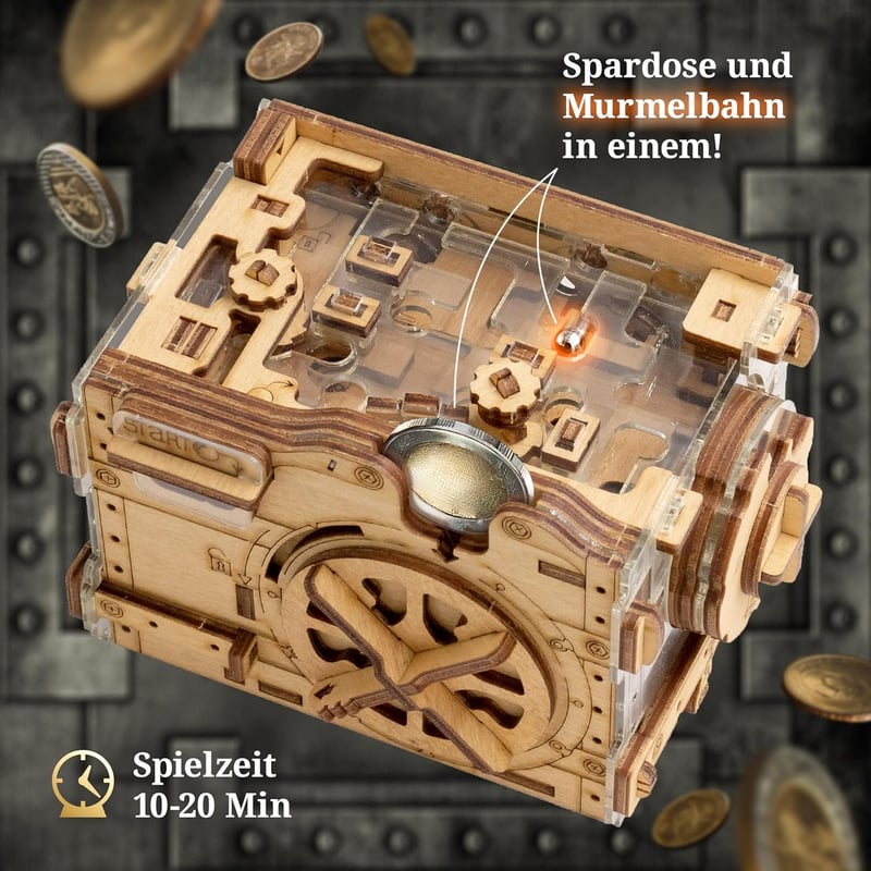 Amazeing Safe Murmelbahn Spardose - 3D Holzpuzzle für Männer