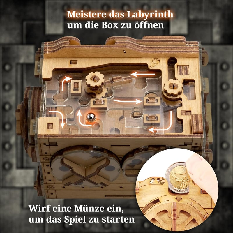 Amazeing Safe Murmelbahn Spardose - 3D Holzpuzzle für Männer