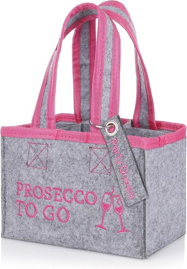 Prosecco Flaschentasche aus Filz für 6 Flaschen - Grau, 19x12x14 cm