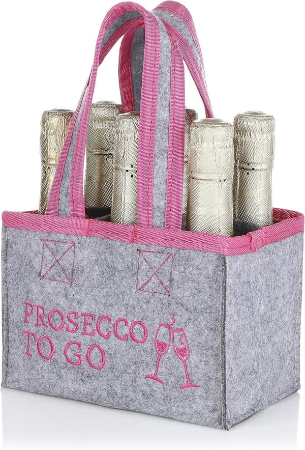 Prosecco Flaschentasche aus Filz für 6 Flaschen - Grau, 19x12x14 cm