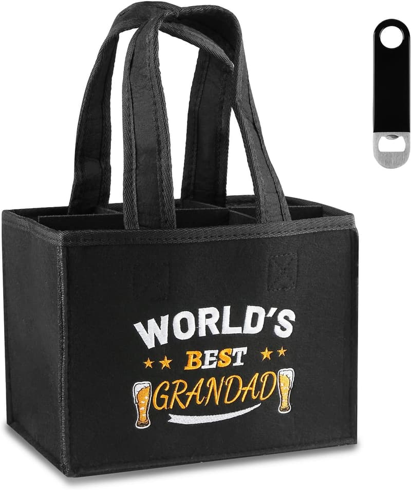 Geburtstagsgeschenk für Opa - Bier Flaschenträger mit Stickmuster