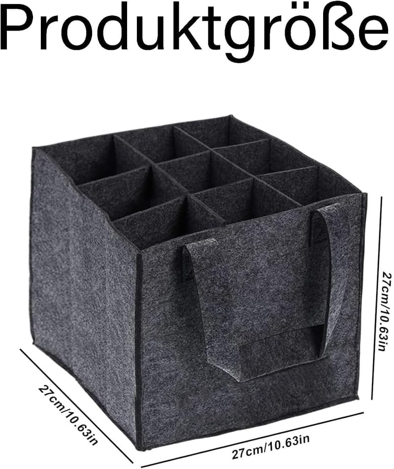 Wiederverwendbare Flaschentasche für 9 Flaschen – Grau, ideal für Party und Picknick
