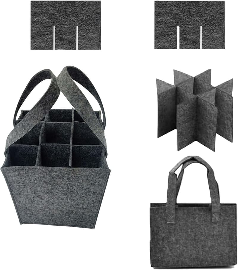 Wiederverwendbare Flaschentasche für 9 Flaschen – Grau, ideal für Party und Picknick