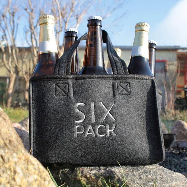 Faltbare Filztasche für 6 Flaschen – Getränkehalter für Männer