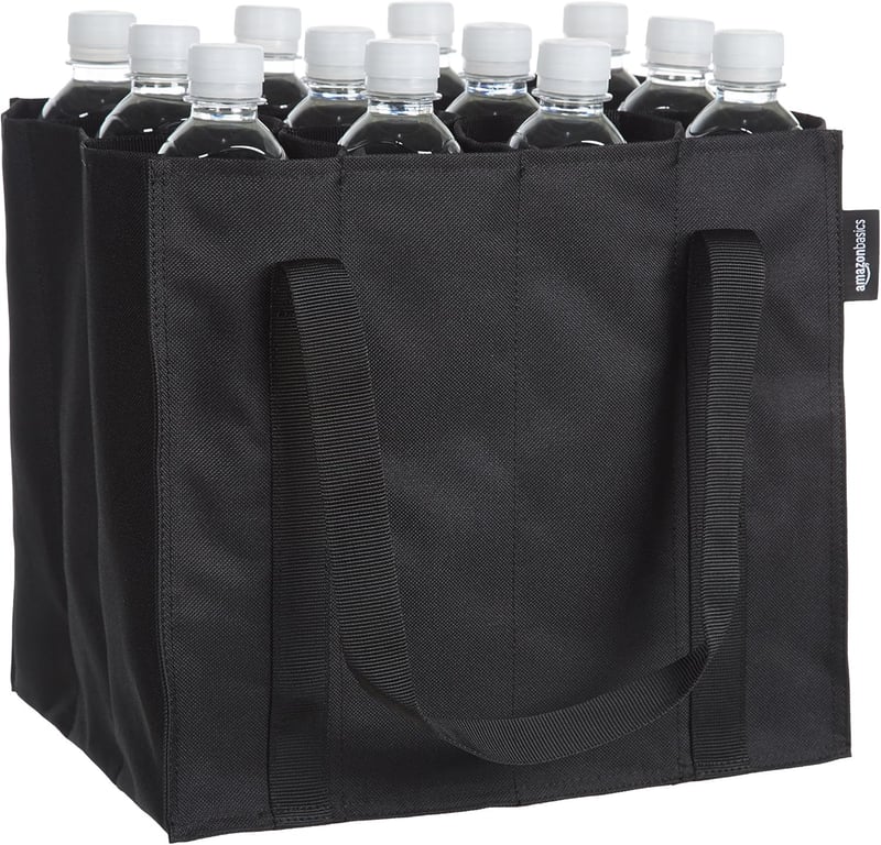 Flaschentasche mit 12 Fächern für 0,75 l Flaschen - Schwarz