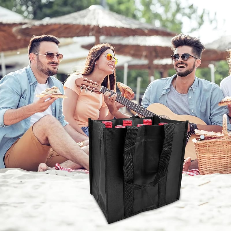 Wiederverwendbare Flaschentasche mit 6 Fächern für Partys (Schwarz)