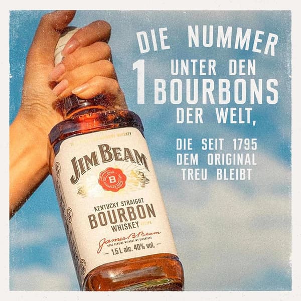 Jim Beam White Bourbon Whiskey | 40% Vol. | 1,5l Flasche