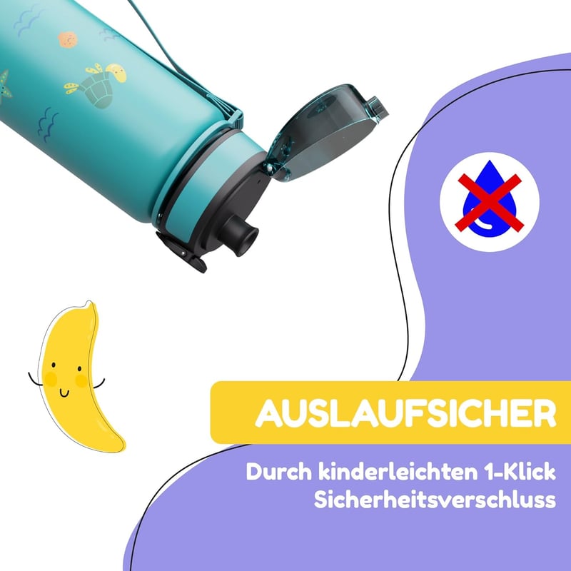 Trinkflasche für Kinder 500ml - Auslaufsicher, BPA-frei, Tritan