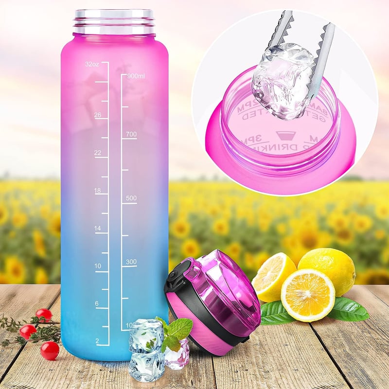 Auckpure 1L Sport-Trinkflasche mit Strohhalm für Fitness und Freizeit
